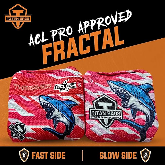 Titan Bags Thrasher Cornhole Bags - 6"x6" ACL PRO Approved Tournament-Grade, Durable Dual-Sided for Precision Shots, All-Weather Power Grip Pellets for Indoor & Outdoor Tossing - Set of 4