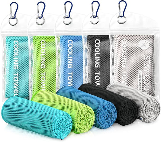 Cooling Towels - 5 Pack Gym Towels, Gym Towel for Working Out, Yoga Towel, Quick Dry Towel for Running, Camping, Fitness & More Activities