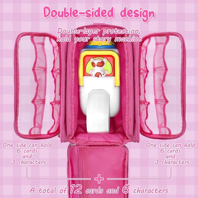 Carrying Case Compatible with Little Tikes Story Dream Machine Books Starter Set, Kids Toys Protective Bag with Handle and Shoulder Strap for Storytime, Little Character Collection(Pink)