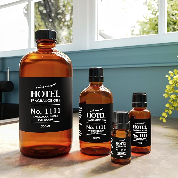 AirScent My Way Diffuser Oil No. 1111 Inspired by the 1 Hotel - 500 mL | Sandalwood Suede Soft Woods - Hotel Diffuser Oil for Ultrasonic and Waterless Diffusers and Crafting - 16.9 fl oz Bottle