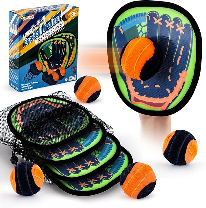 Aywewii Toss and Catch Ball Game Outdoor Beach Pool Toys for 3 4 5 6 7 8 Year Old Toddlers Boys Girls Kids Toys Birthday Gift Baseball Training Outside Lawn Camping Yard Games