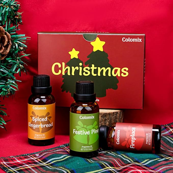 Christmas Fragrance Oils Set, 30ml x 3, Fragrance Oil for Diffuser, Candle Making, Soap Scents | Holiday Scent Oil Gift Set, Essential Oils Diffuser Scents