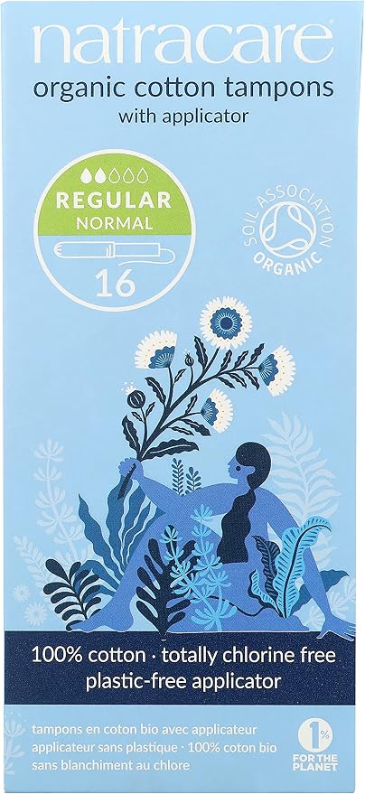 Natracare Organic Cotton Regular Tampons with Cardboard Applicator, (16 Pack, 192 Tampons Total)