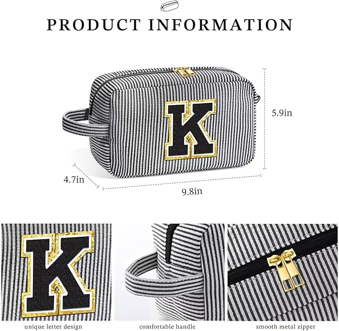 YOOLIFE Birthday Gifts - 20th 30th 40th 50th 60th Birthday Gifts for Women,Personalized Birthday Gifts for Women Her Best Friend Mom Sister, Monogram Initial Makeup Bag, Cute Cosmetic Bag for Women S
