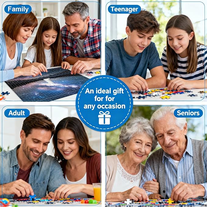 Puzzles for Adults 1000 Pieces - Milky Way Themed Colorful Jigsaw Puzzles, Fun Family Game, Challenging Brain Teaser, 28 x 20 in, Great Gift Idea & Home Decor (Cosmic Lake)