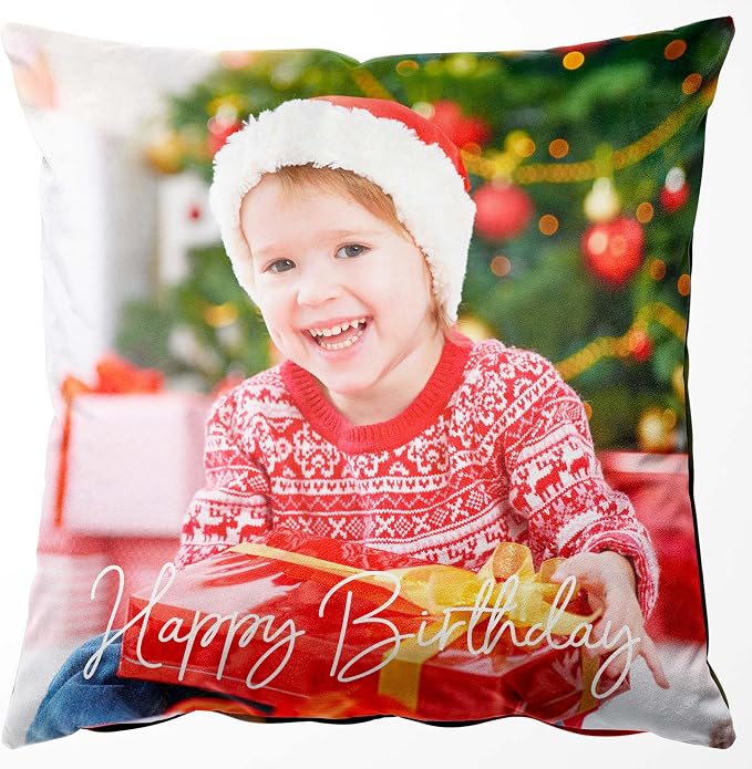 Easycosy Custom Velvet Pillow Cover, 24"x24", Personalized Photo & Text, Two-Sides, Multicolor, Modern, Love, Holiday, Home Office, Living Room, Customizable, Machine Wash