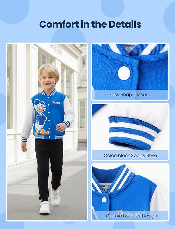 Disney Minnie Mickey Stitch Princess Frozen Marvel Jacket Lightweight Coat Button up Color Block Sweatshirt Sizes 2-14 Years