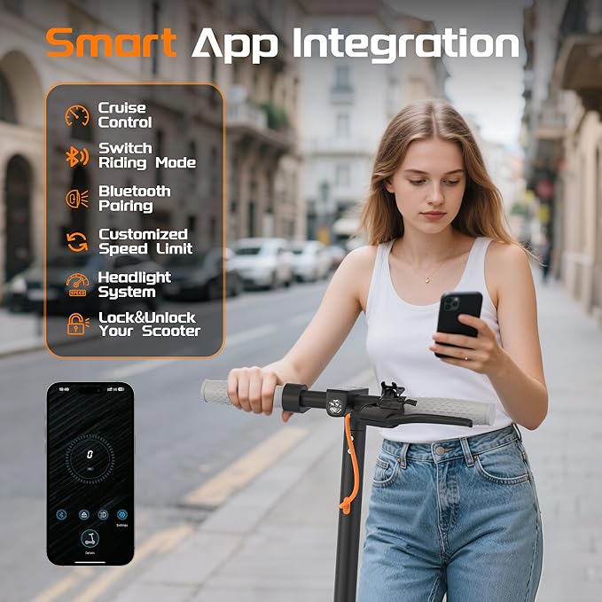 NAVIC Electric Scooter with Dual Suspension/Braking, 350W/500W Motor, 19/22 Mph,Max 22/25/27/49Miles Range, Foldable E Scooter for Adults with App