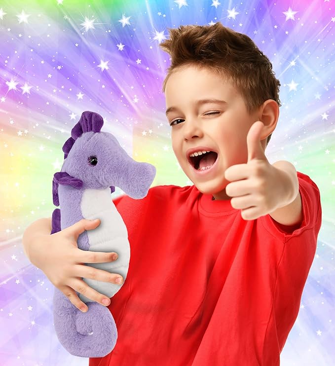 DolliBu Purple Seahorse Super Soft Stuffed Animal, Cute Realistic Stuffed Animals for Girls, Boys, Adults Animal Gifts, Kids Zoo Ocean Nursery Decor for Newborn, Cuddly Soft Baby Plush Toys - 12 Inch