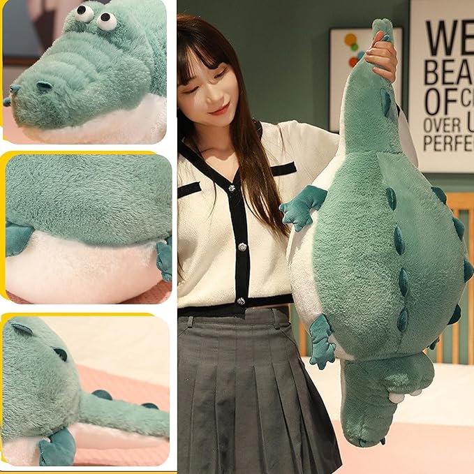 Alligator Stuffed Animal 17.7'' Funny Plush Toy, Chubby Crocodile Plush Body Pillow, Unique Fat Crocodile Stuffed Animal for Girls, Kids, Boys Birthday