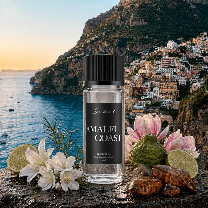 Scentiment Amalfi Coast Diffuser Oil - Premium Hotel Scent with Notes of Citrus, Lemongrass & Jasmine Home Scent, Hotel Fragrance Oil Diffuser Refill - 1.69 fl oz (50 mL)