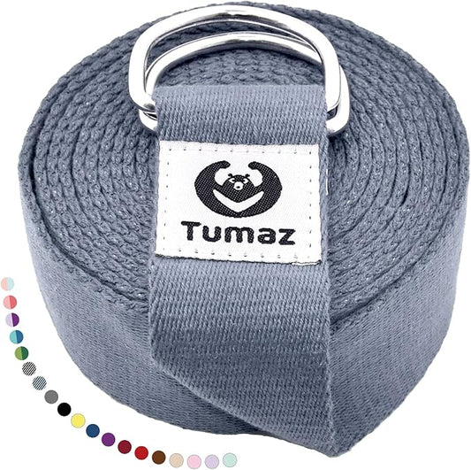 Tumaz Yoga Strap/Stretch Bands [15+ Colors, 6/8/10 Feet Options] with Extra Safe Adjustable D-Ring Buckle, Durable and Comfy Delicate Texture - Best for Daily Stretching, Physical Therapy, Fitness
