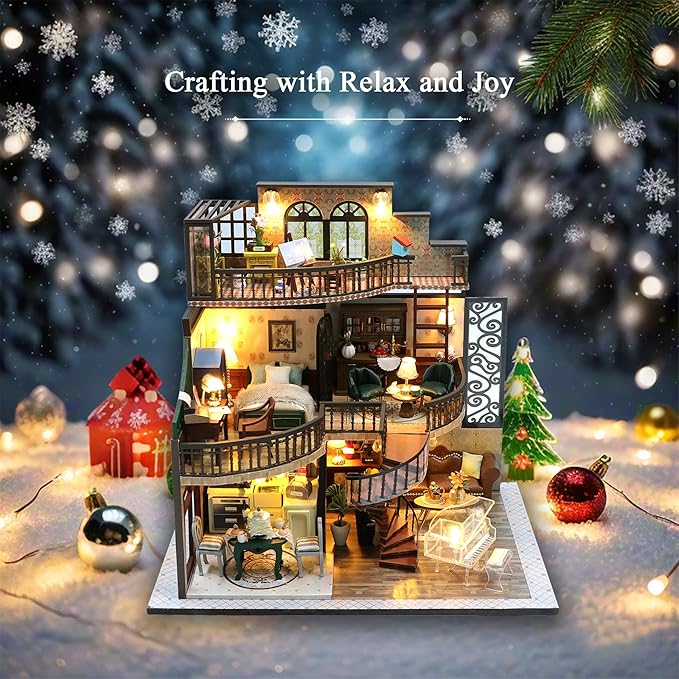RHZN Miniature House Kit, Dollhouse Kit, Miniature Kit, DIY Mini House Building Kit for Adult, Victorian