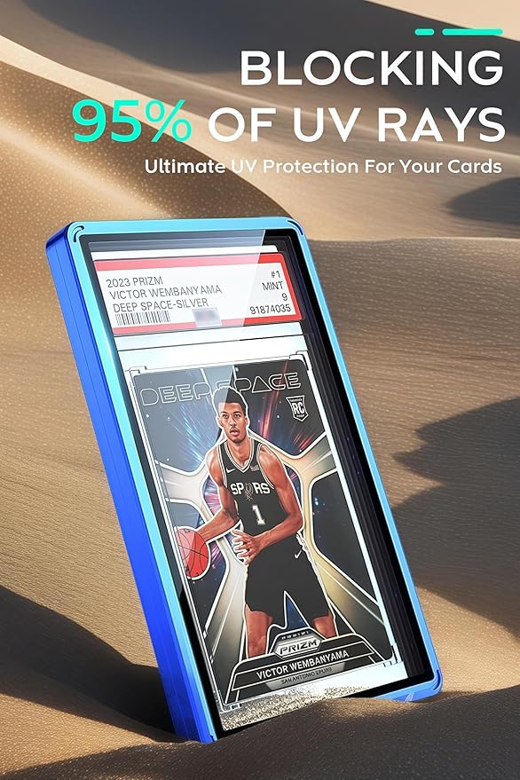 UV-Resistant Magnetic Metal Slab Case for 35pt PSA, BGS, CGC Graded Cards. High Alumina Glass, Multi-Point Magnetic Lock, Durable Metal Frame, Stackable Design. Orange