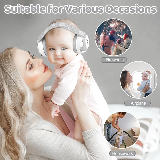 Baby Noise Cancelling Earmuffs,Infant Headphones for Babies 0-36 Months,Infant Ear Protection with Adjustable Headband Noise Cancelling Headphones for Improves Sleep,Baby Travel Essentials for Outdoor