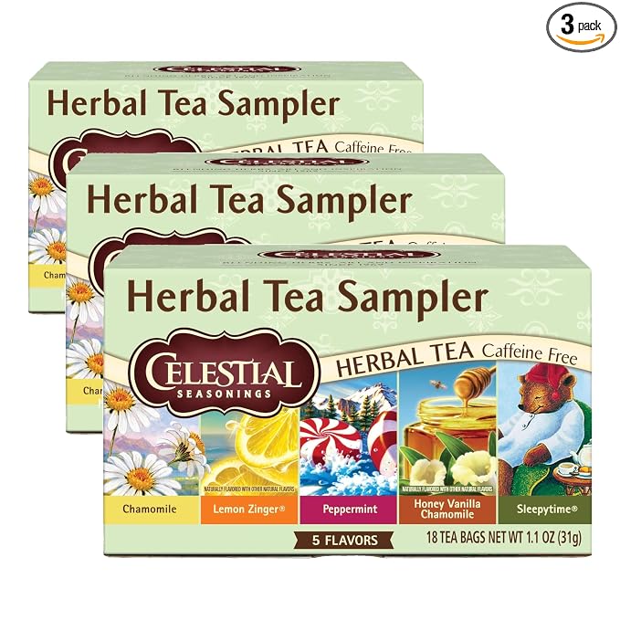 Celestial Seasonings Herbal Tea, Tea Sampler, 18 Count (Pack of 3)