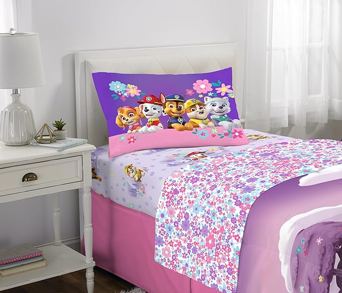 Paw Patrol Girl Skye Kids Bedding Super Soft Reversible Microfiber Comforter and Sheet Set, 4 Piece Twin Size, (Officially Licensed Product) Product By Franco | Durable, Reversible, Officially Licensed