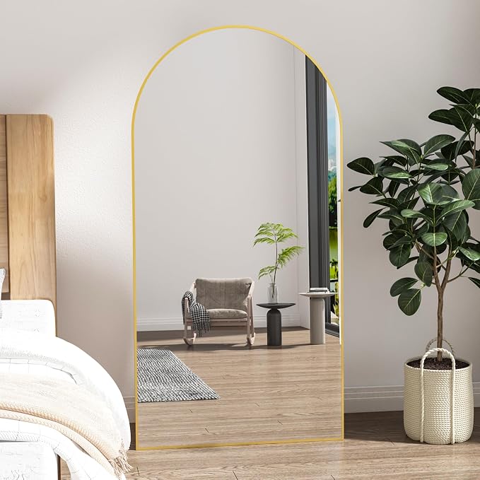 Arched Floor Mirror 76"x34" Gold Arch Full Length Mirror with Stand Large Wall Mirrors Full Body Mirror Standing Hanging or Leaning Against Wall for Bedroom Entry, Bedroom, Living Room