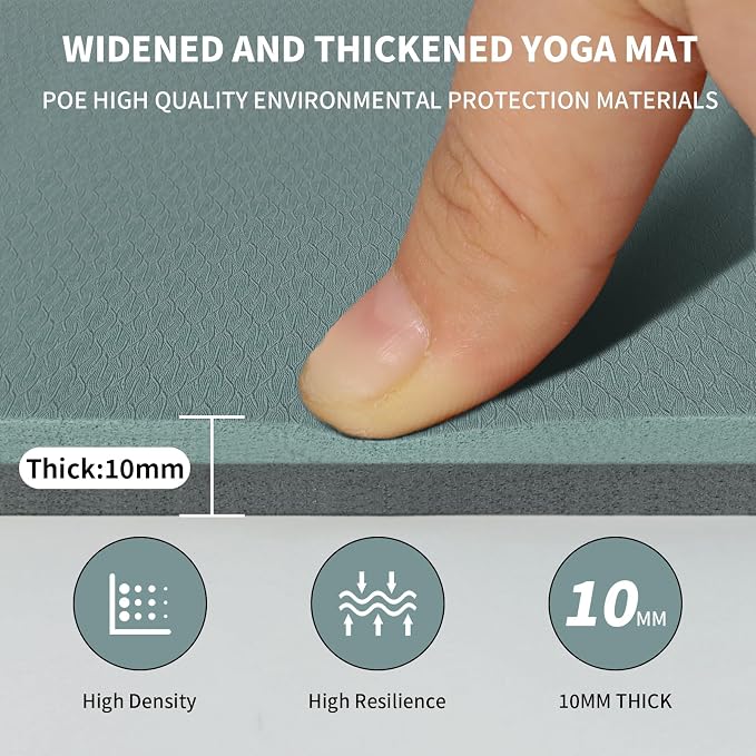 Large Yoga Mat (6'x 4')-POE 0.28''/0.32''/0.4'' Thick Fitness Mat, Eco-Friendly Exercise Mat for Home Workouts, Ideal for Yoga and Pilates