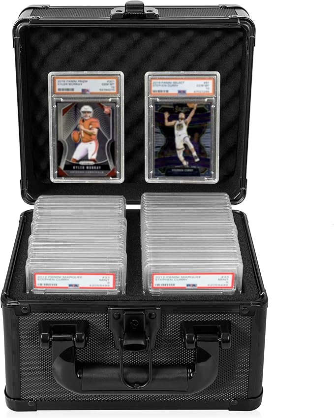 Graded Card Case - Aluminum Alloy Graded Card Storage Box Compatible with 40 Card Slabs, Sports Trading Card Case Fits PSA, CSG, BGS
