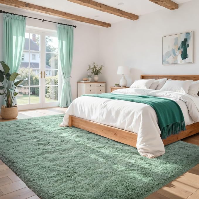 5x7 Rug Sage Green Area Rugs for Living Room,Plush Soft Grass Fluffy Nursery Bedroom Carpet for Kids Teens Home Decor Aesthetic