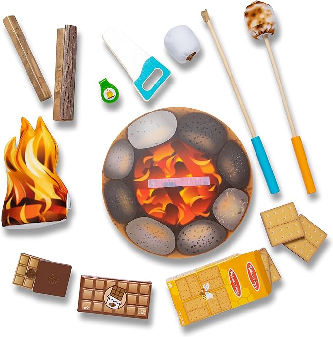 Melissa & Doug Let's Explore Campfire S’mores Set with Toy food & Kids Play Kitchen Accessories, Preschool Learning Toys for Girls & Boys 3+
