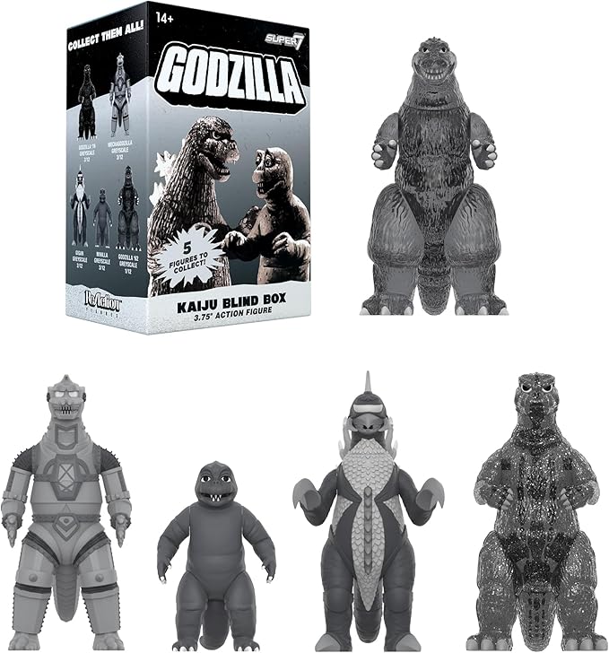 Super7 Toho Godzilla Blind Box Flat - (12 Pack) 3.75" Toho Godzilla Action Figures Classic Cartoon Collectibles and Retro Toys