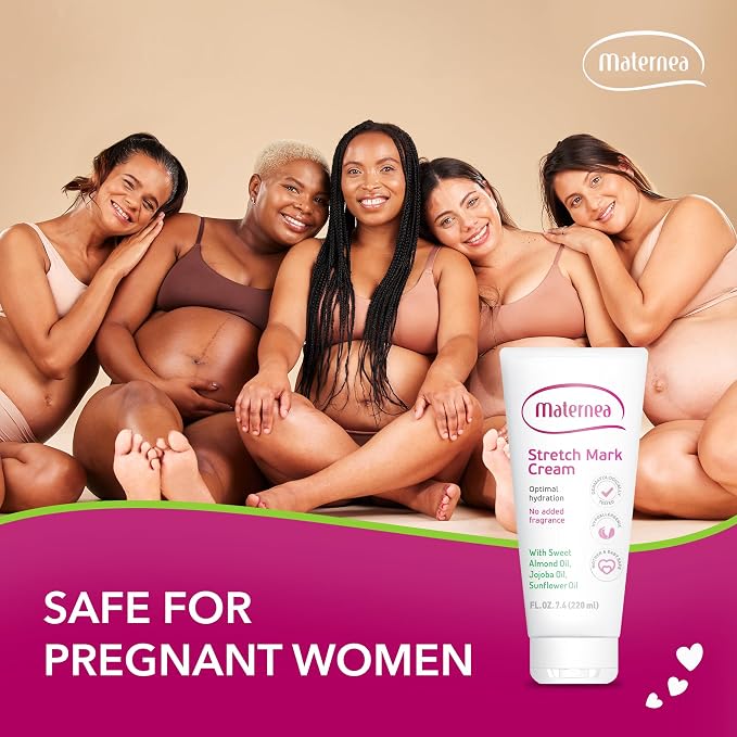 Stretch Mark Cream for Pregnancy – Nourishing Maternity Skin Care with Almond, Jojoba Oils, Vitamins C and E – Helps Hydrate and Improve The Look of Stretching Skin – 7.44 FL. OZ. (220ml)