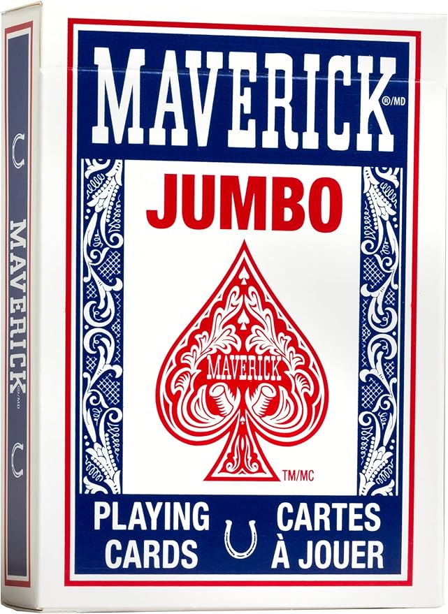 Maverick Jumbo Playing Cards 48 Pack, Large Print, Blue Deck, Bulk Playing Cards for Poker, Card Games, and Group Play