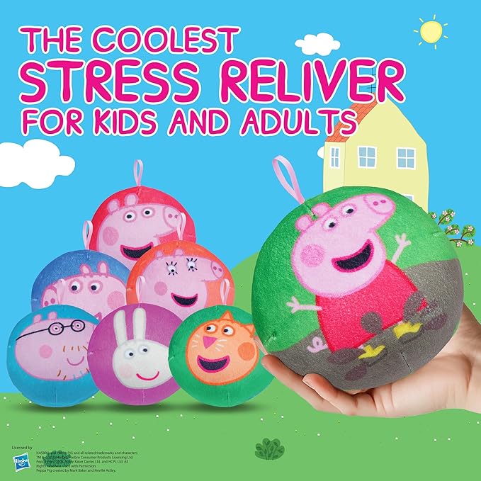 MiraBall Bibi Peppa Pig - Surprise Egg Capsule with Memory Foam Expandable Plush Toy – 3.7" (9.5cm) Soft Collectible with Hidden Surprises – Fun Gift for Kids, Parties, Holidays, Stocking Stuffers