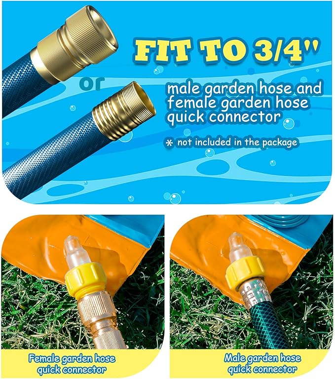 Spring Water Slip and Water Slide for Kids Backyard, 17ft*3 Racing Lanes Slip Water Slides with Sprinkler for Age 5-8 8-12, Summer Outdoor Water Toy with 3 Inflatable Bodyboards