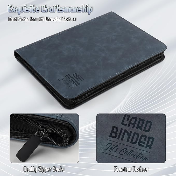 Trading Card Binder, Premium 9 Pocket Double Sided 540 Pocket PU Card Collection Binder, Collectible Trading Card Albums for MTG, TCG, Sport Card, Game Cards (Blue)
