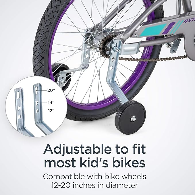 Schwinn Training Wheels for Kids Bikes, Fits 12, 14, 16, 18, 20 Inch Wheel Bicycles, Sturdy Steel Brackets, Easy to Adjust, Two Decal Sets Included