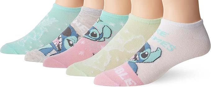 Disney Women's Lilo & Stitch 5 Pack No Show Socks