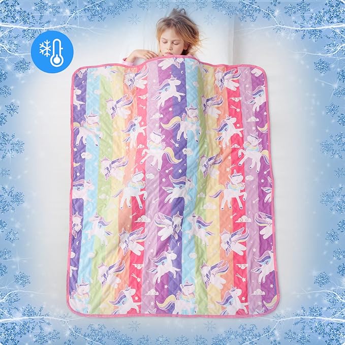 Cooling Blankets for Hot Sleepers,Glow in The Dark Blanket Unicorns Gifts for Girls,Q-Max >0.4 Cool Blanket 1-10 Year Old Girl Gift,Girls Toys Age 6-8,Valentine's Day Birthday Gifts Presents