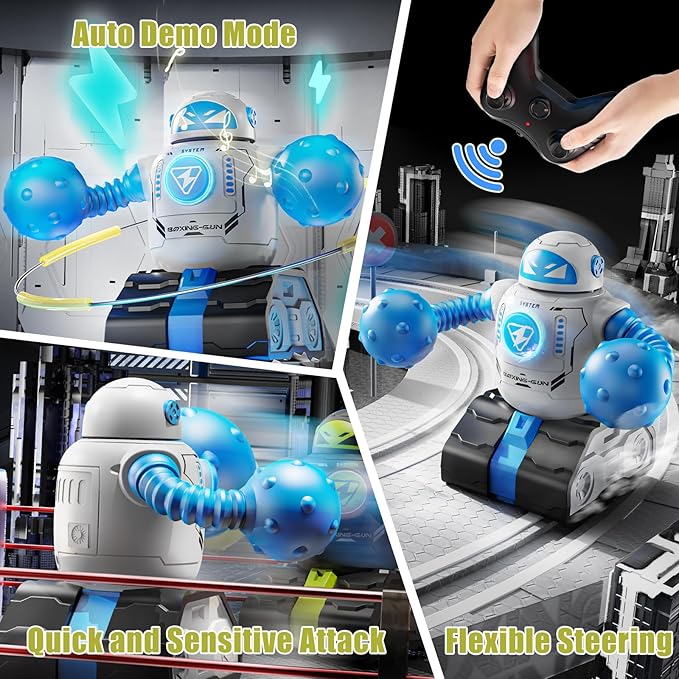 Remote Control Fighting Robots Game Set of 2, RC Ejecting Battle Bots with Light & Sound, Fun Electronic Battle Robots Toys, Christmas Birthday Gifts for Kids Boys Age 6+ Year Old