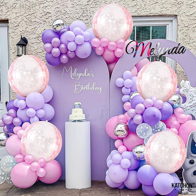 KatchOn, Huge 22 Inch Pink Snowflake Balloons - Pack of 6 | Mylar Snowflake Balloon, Pink Snowflake Decorations | Birthday Decorations For Women | Baby Shower, Princess Birthday Decoration