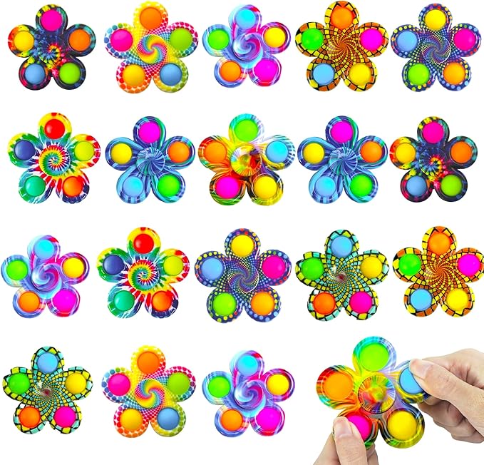 18 PCS Fidget Spinner Toys Bulk for Kids, Party Favor Travel Activities Anxiety Stress Relief Toy, ADHD Autism Product Stocking Stuffer for Teen Adults Birthday Gift Classroom Treasure Box Prize