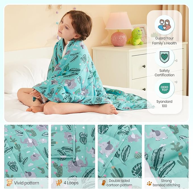 Weighted Blanket - 7 lbs Green Bush Heavy Blanket - Small Size Breathable Lap Blanket(41"x60", 7 lbs)