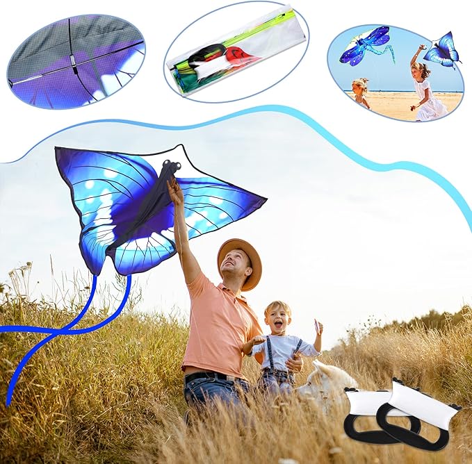 Leitee 6 Pack Large Kite for Kids and Adults Butterfly Kite for Kids Age 4-8-12 Dragonfly Owl Parrot Eagle Goldfish Teens Toy Easy to Fly for Game Beach Outdoor Activities Gifts(Cool Style)