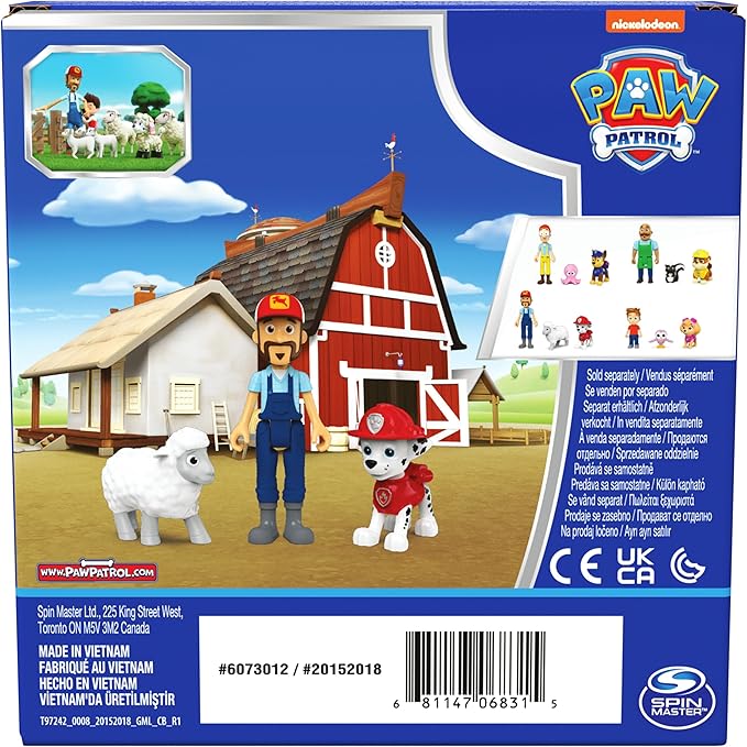 Paw Patrol Marshall & Farmer Al Figure Pack with Sheep Toy Figure, Kids Toys for Boys and Girls Ages 3 and Up