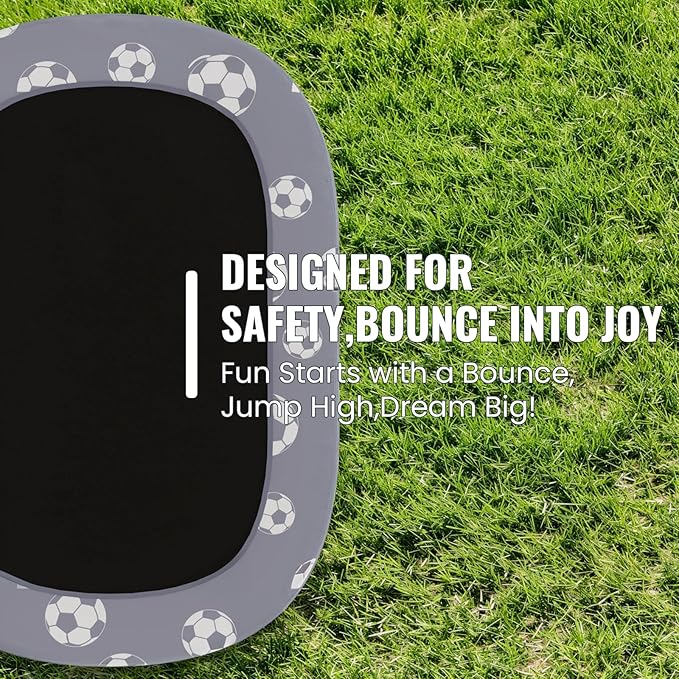 LAMERGE 55" 7-in-1 Round Trampoline for Kids Boys & Girls Ages 1-8, Indoor & Outdoor Trampoline for Fun, Adjustable Height Handrail ＆ Enclosed Safety Net ＆ Durable Designs for Toddlers Children