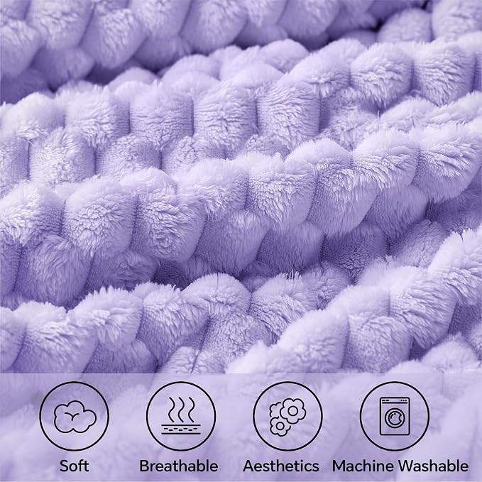 BEDELITE Lavender Twin Blanket for Couch, Soft Cozy Gifts for Women, 60*80 | 3D Jacquard Decorative Fleece Blanket, Super Soft Plush Throw, Cute Birthday Gift for Women & Men, Suitable for All Seasons