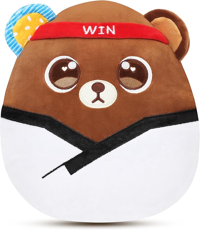 Easfan 12'' Taekwondo Bear Plush Pillow Soft Brown Plush Toy Cute Stuffed Animal Gifts for Boy Kids Toddlers