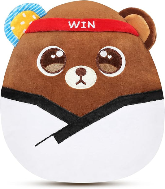 Easfan 12'' Taekwondo Bear Plush Pillow Soft Brown Plush Toy Cute Stuffed Animal Gifts for Boy Kids Toddlers