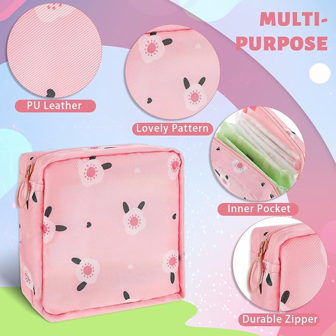 2Pcs Period Bag, Sanitary Napkin Storage Bag Portable Reusable Sanitary Pads Bags for Women Tampons Holder for Purse Period Pouch with Zipper Feminine Care Kit