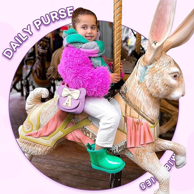 mibasies Toddler Purse Girl Gifts: Girls Birthday Gifts for 3-8 - Toys for Ages 2-4 Girls Mouse Ears Purse, Purple, Letter A