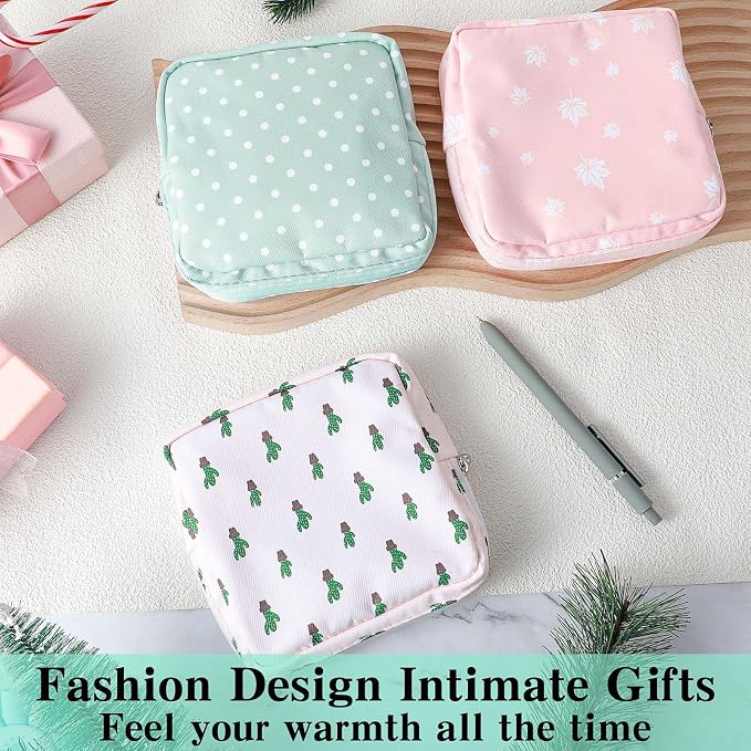 3 PCS Sanitary Pad Storage Bag Portable Period Bag for Pads/Sanitary Napkins/Tampons, Sanitary Napkin Storage Bags First Period Gifts for Daily Hygiene Bags Travel Containers
