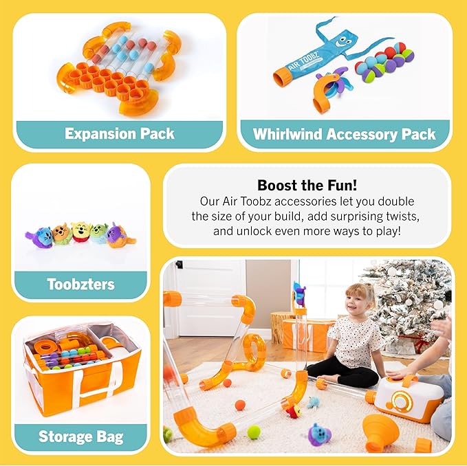 Fat Brain Toys The Original Air Toobz, Air-Powered STEM Building Toys for Kids & Teens, Kids Building Toys, STEM Toys for 3+ Year Old