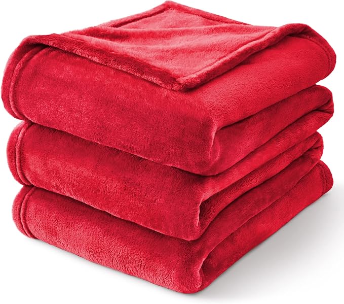 BEDELITE Fleece Blanket Soft Plush Twin Size Blanket Red 60"x80" | Ultra Soft Fleece, Plush Microfiber, Lightweight Warmth, All Season Comfort, Fade Resistant, Machine Washable, Couch Sofa Bed